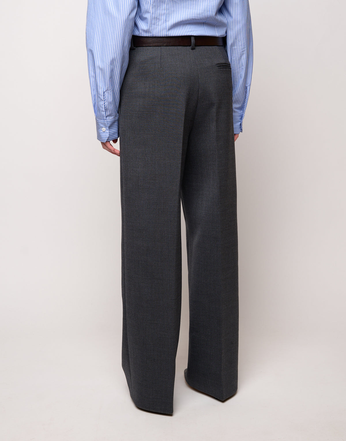 Pantalone Maschile a Gamba Larga in Doppio Twill Stretch Antracite