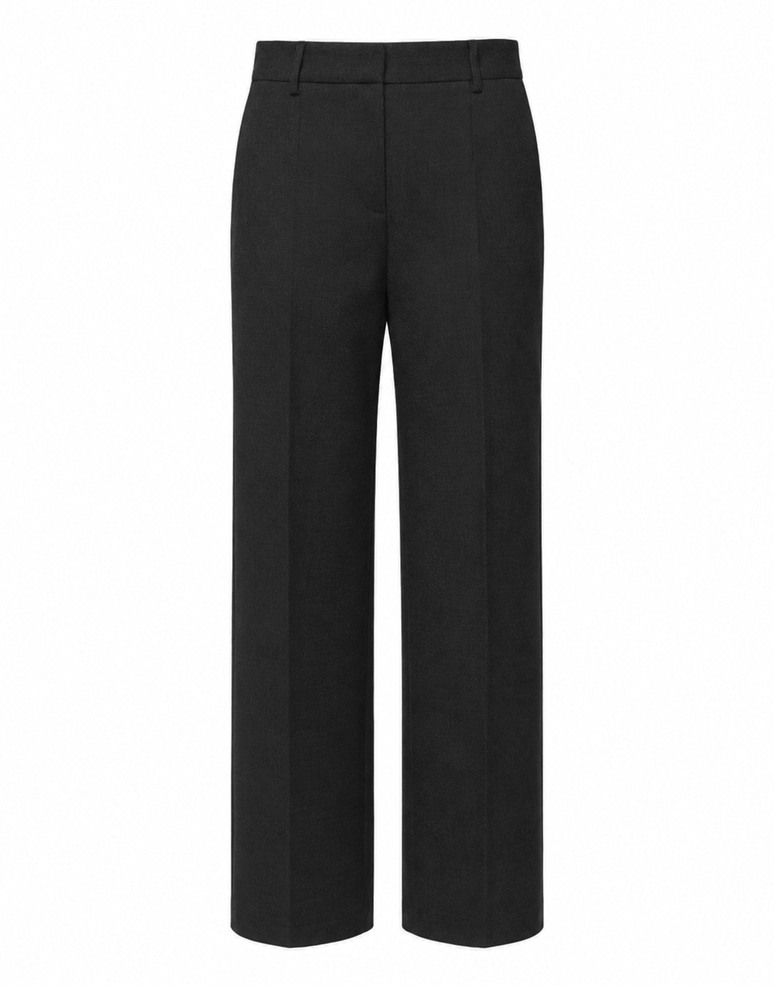 Pantalone Maschile a Gamba Larga in Doppio Twill Stretch Nero