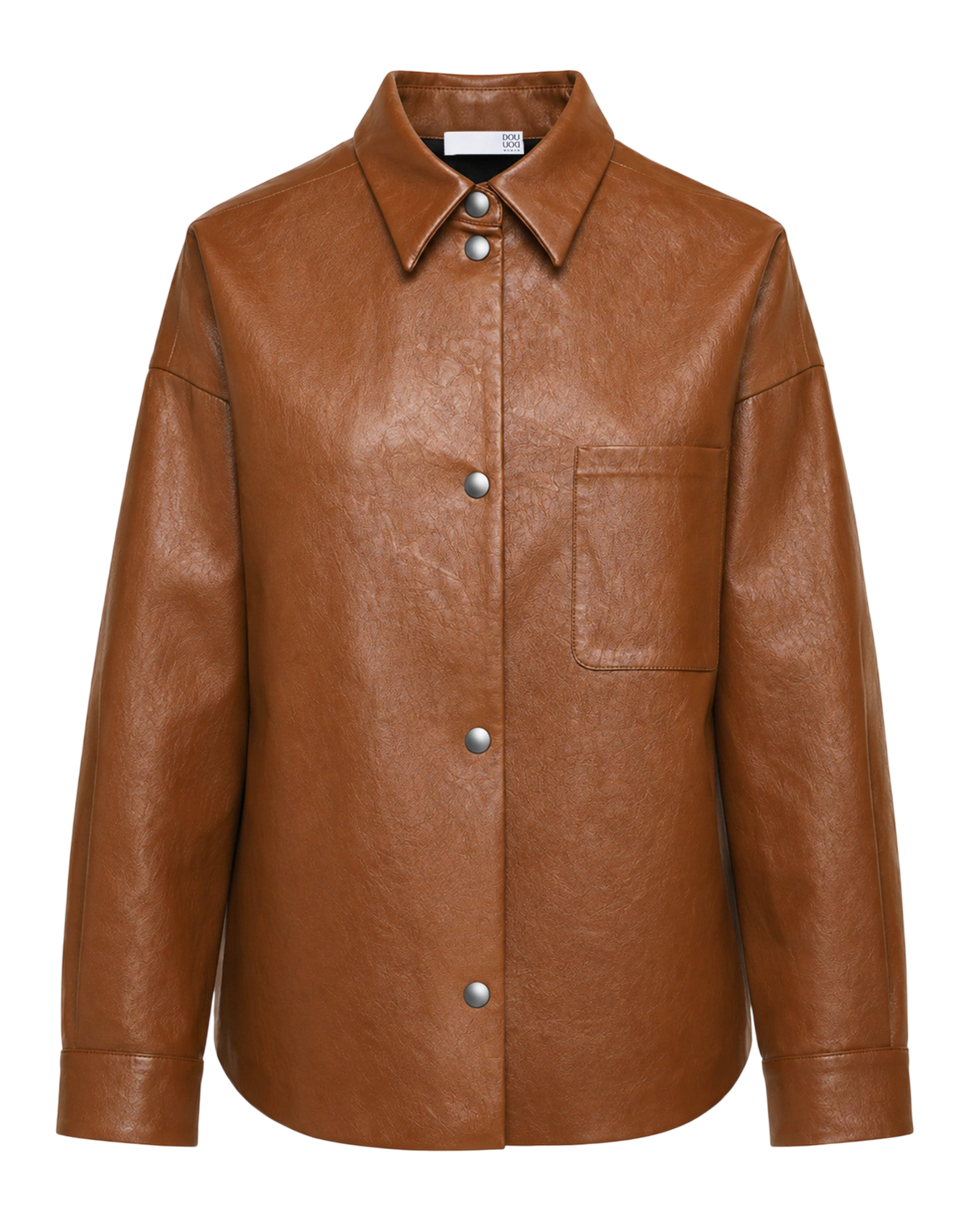 Oversized Faux Leather Shirt in Old Whisky