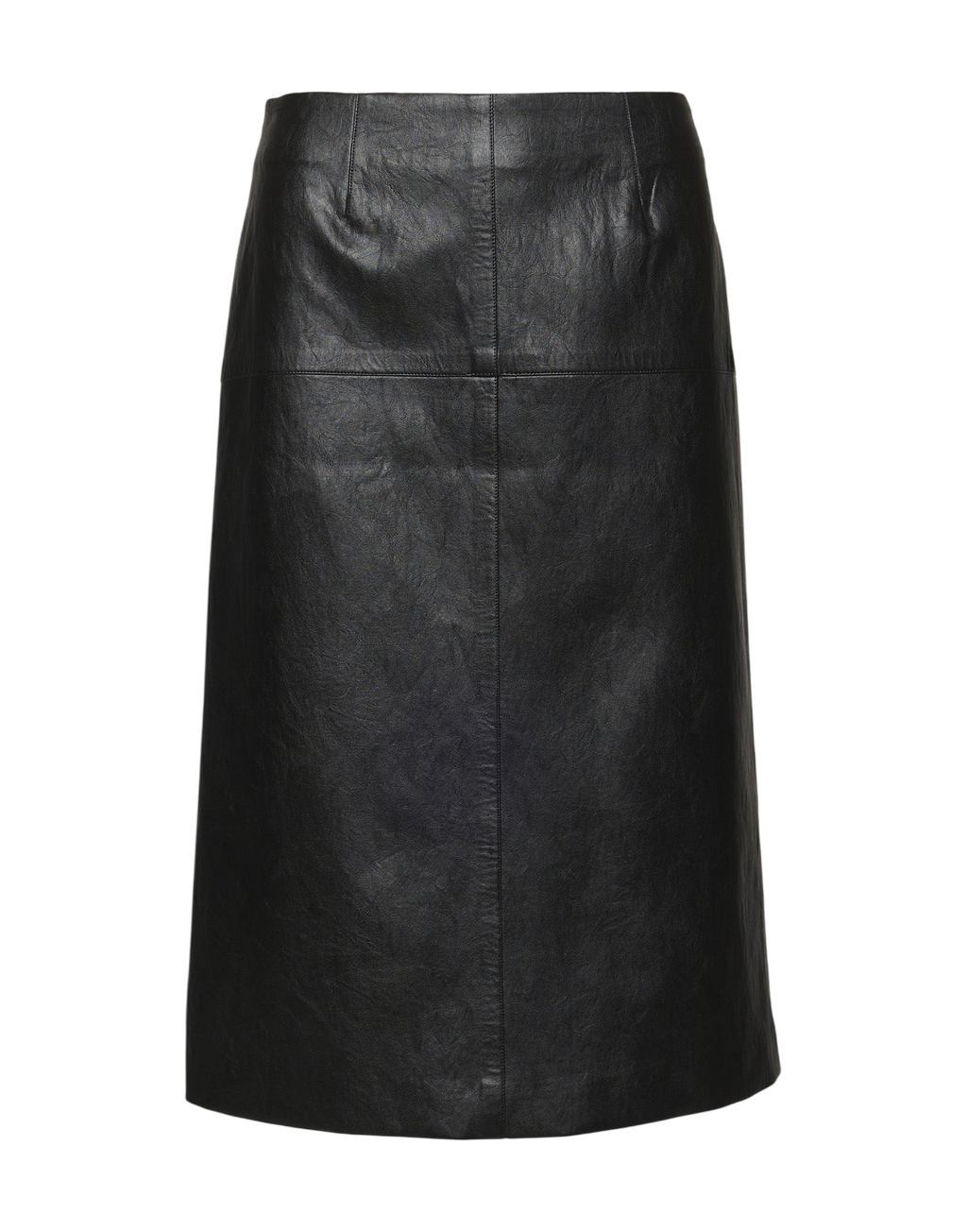 Faux Leather Peplum Pencil Skirt in Old Black