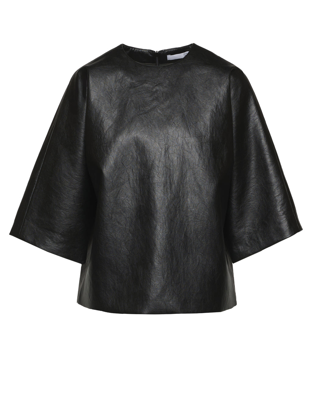 Blusa Kimono in Ecopelle Old Nero