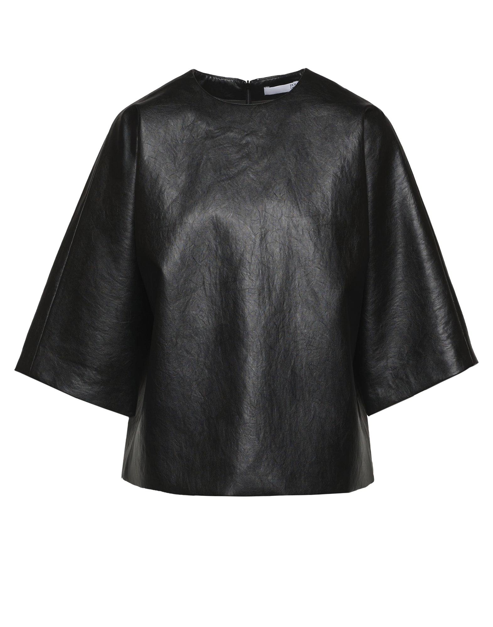 Blusa Kimono in Ecopelle Old Nero