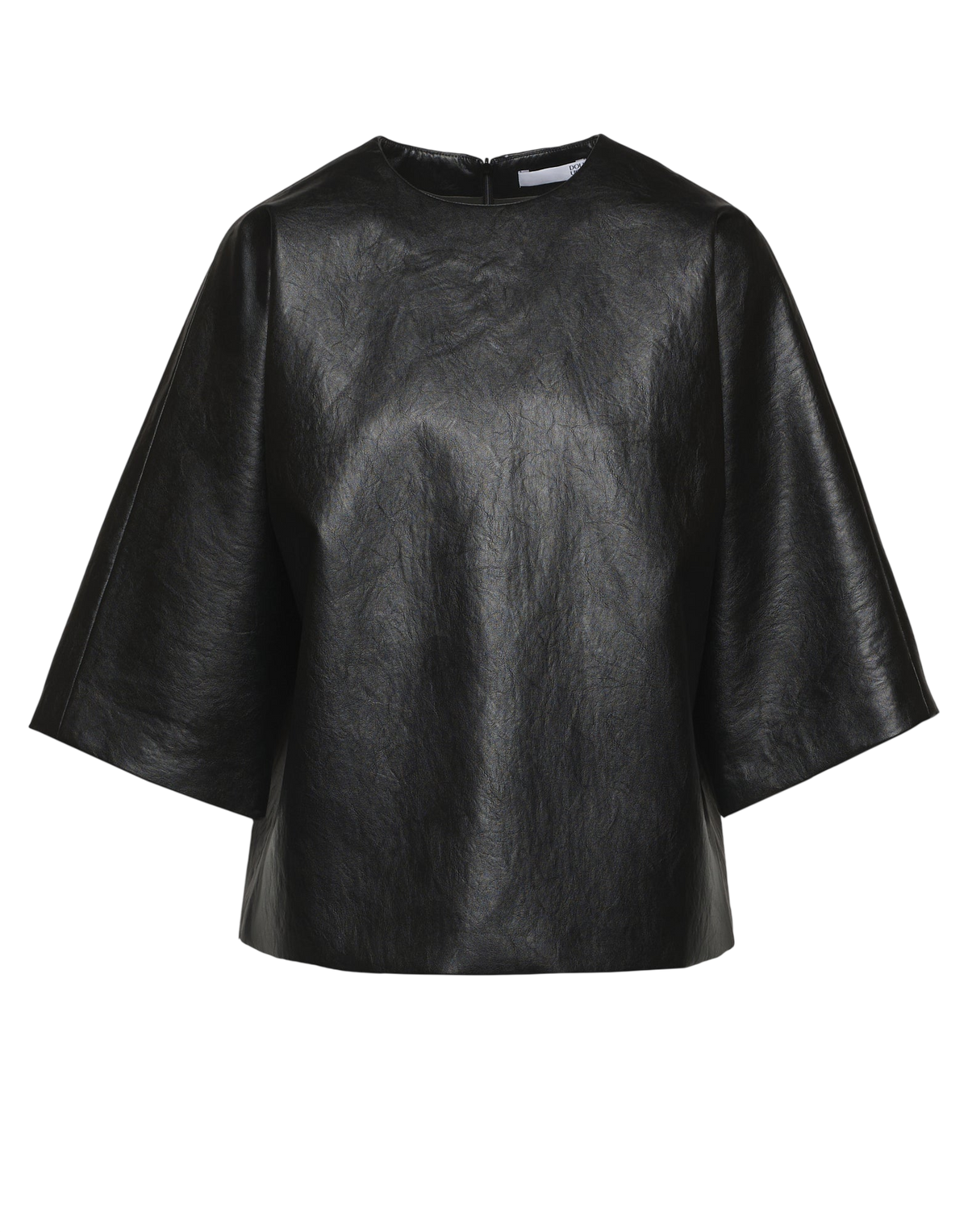 Faux Leather Kimono Blouse in Old Black