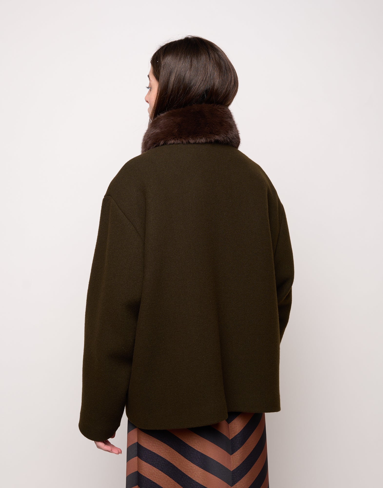 Caban Girocollo con Collo in Ecofur Rimovibile