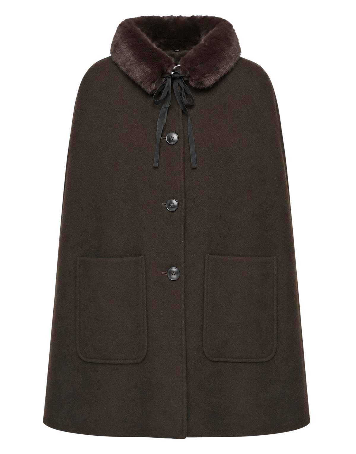 Cape with detachable faux fur collar