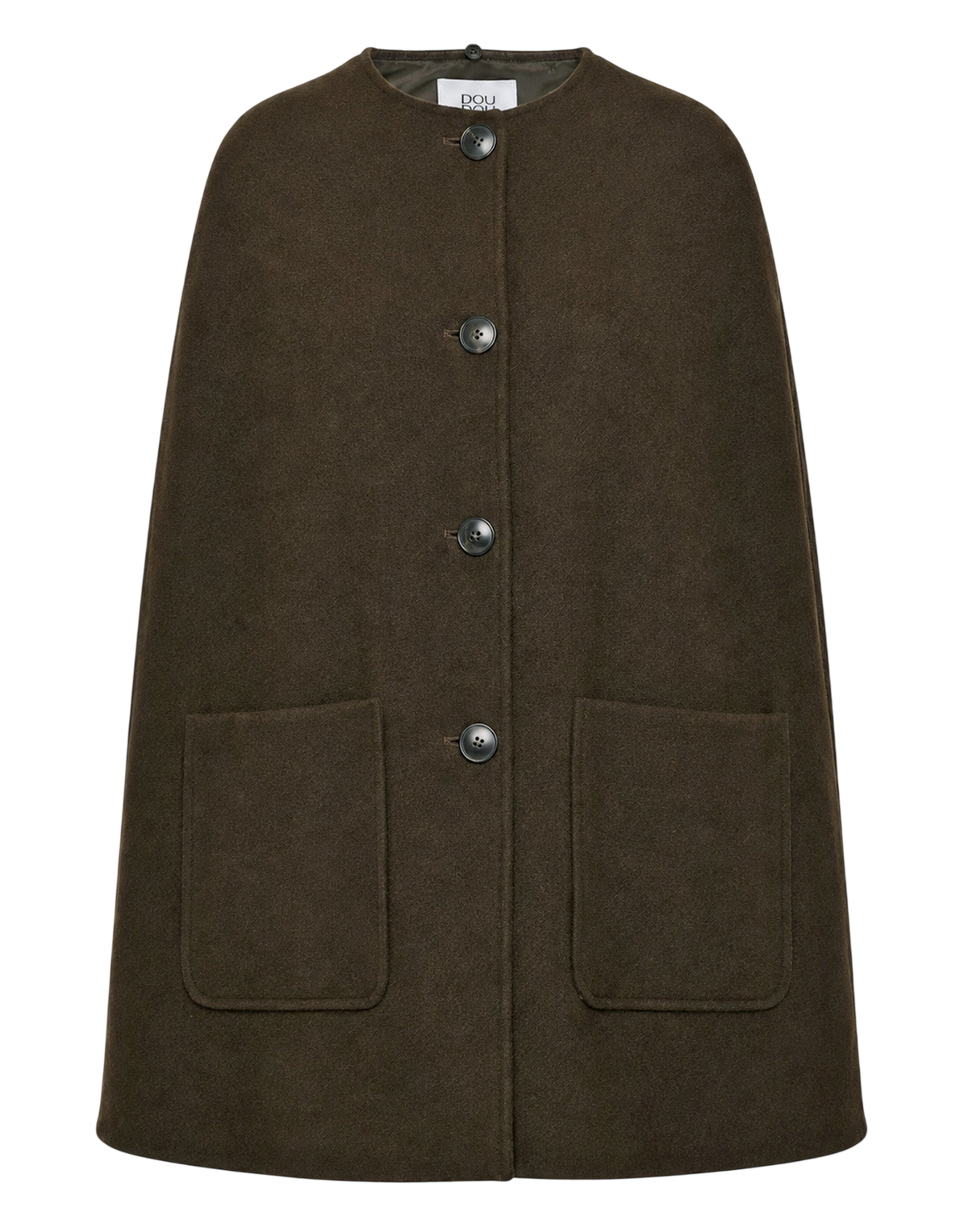 Cape with detachable faux fur collar