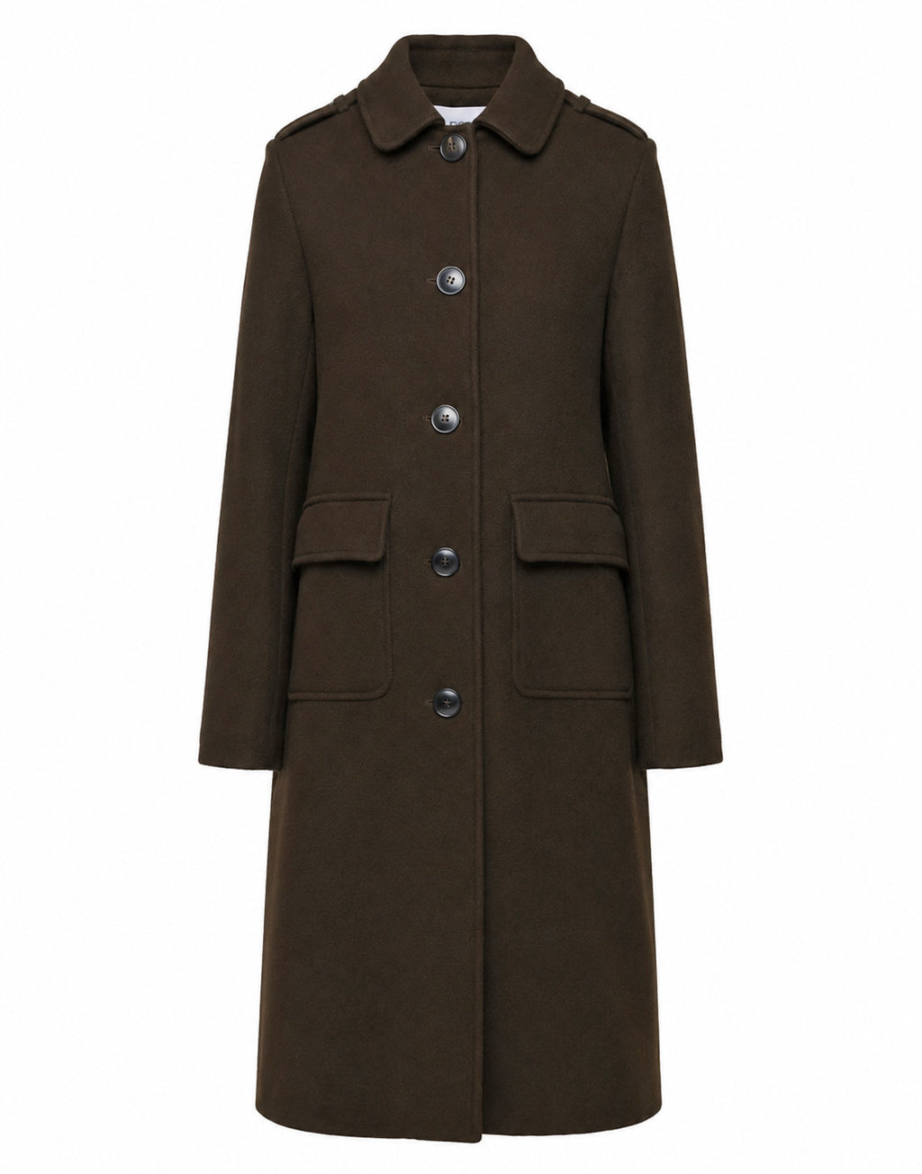 Cappotto Monopetto con Collo Chiuso e Martingala