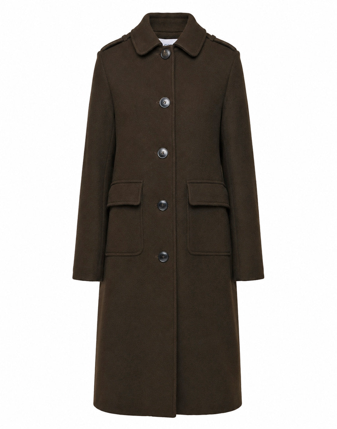 Cappotto Monopetto con Collo Chiuso e Martingala