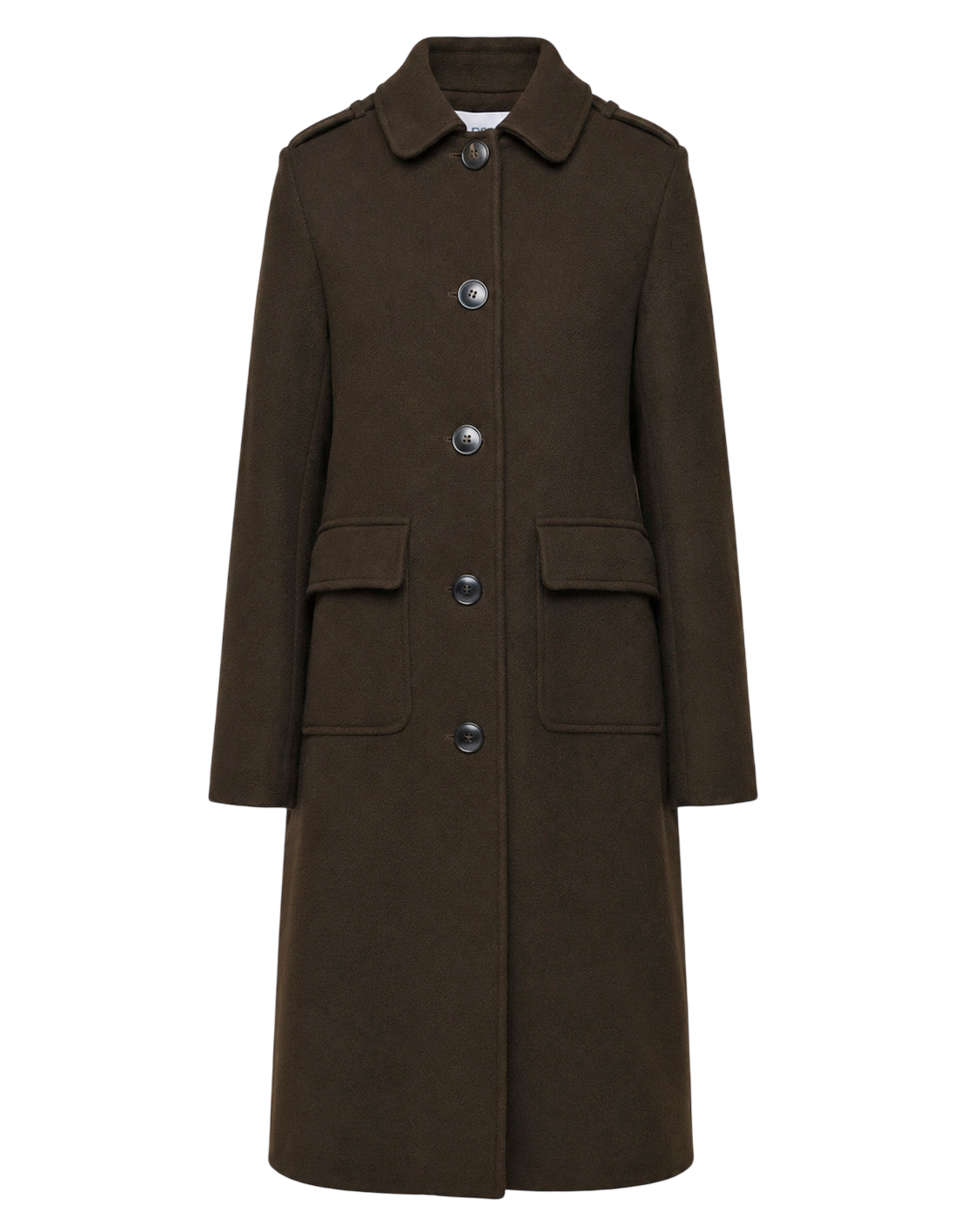 Single-Breasted Coat with High Neck and Half-Belt