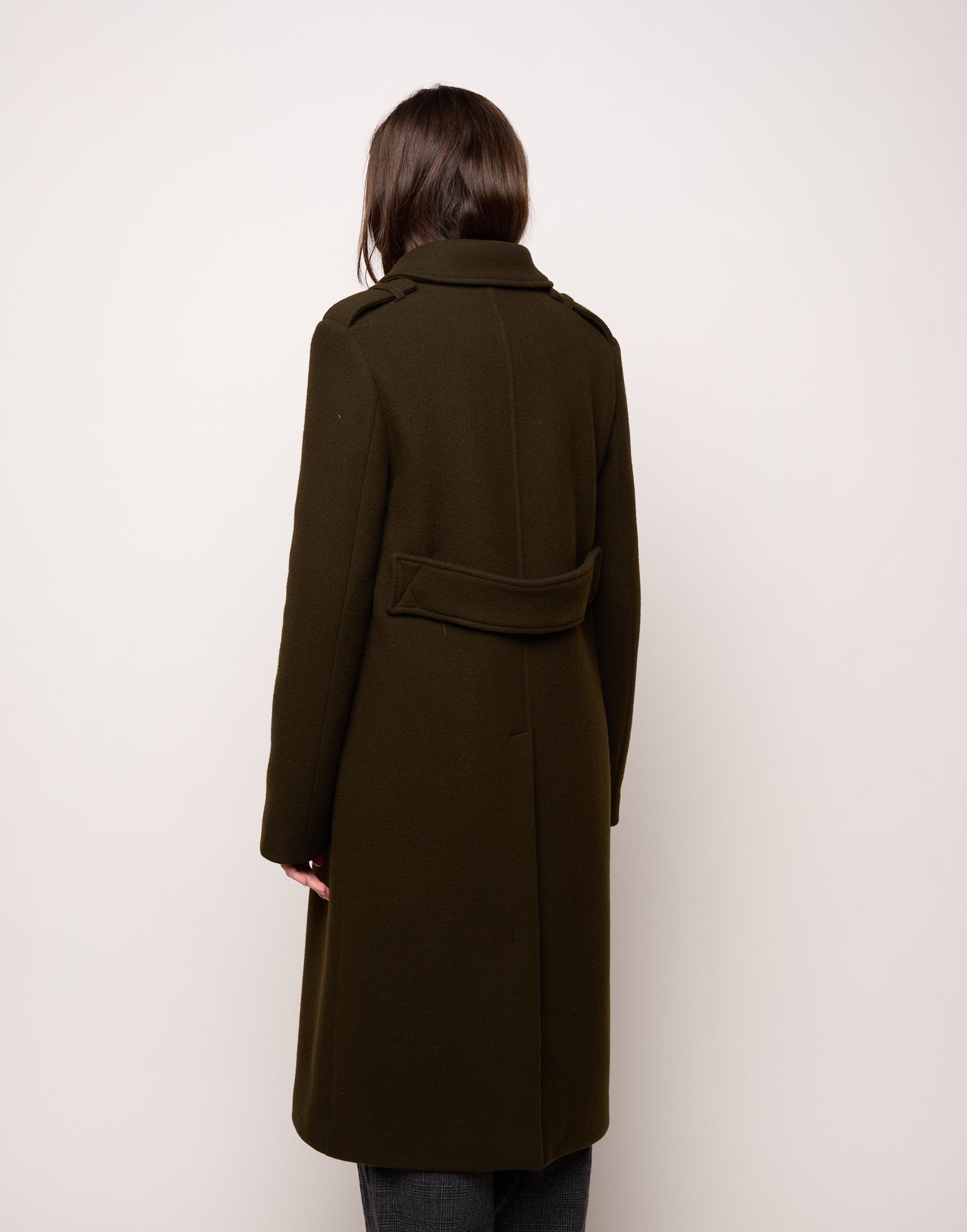 Cappotto Monopetto con Collo Chiuso e Martingala