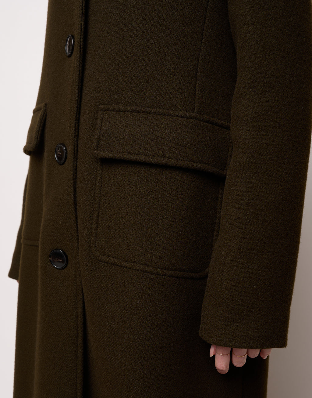 Cappotto Monopetto con Collo Chiuso e Martingala