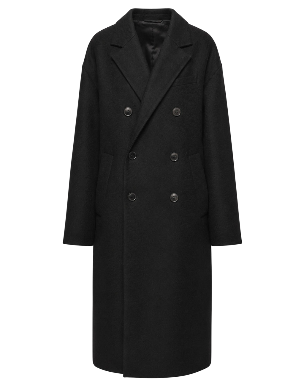 Manteau croisé genderless à poches passepoilées noir