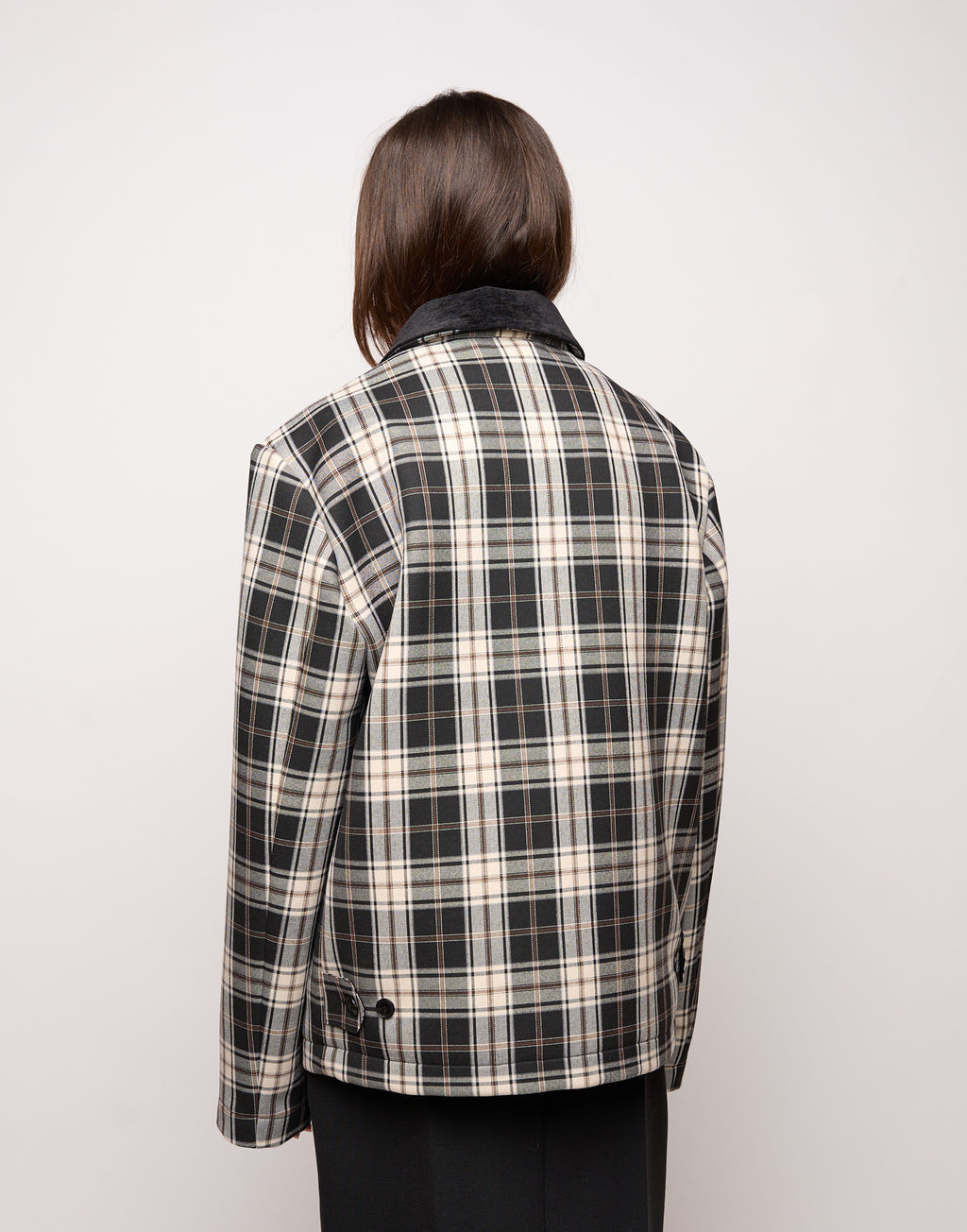 Caban Genderless con Collo Chiuso e Zip Spalmata in Neoprene Tartan