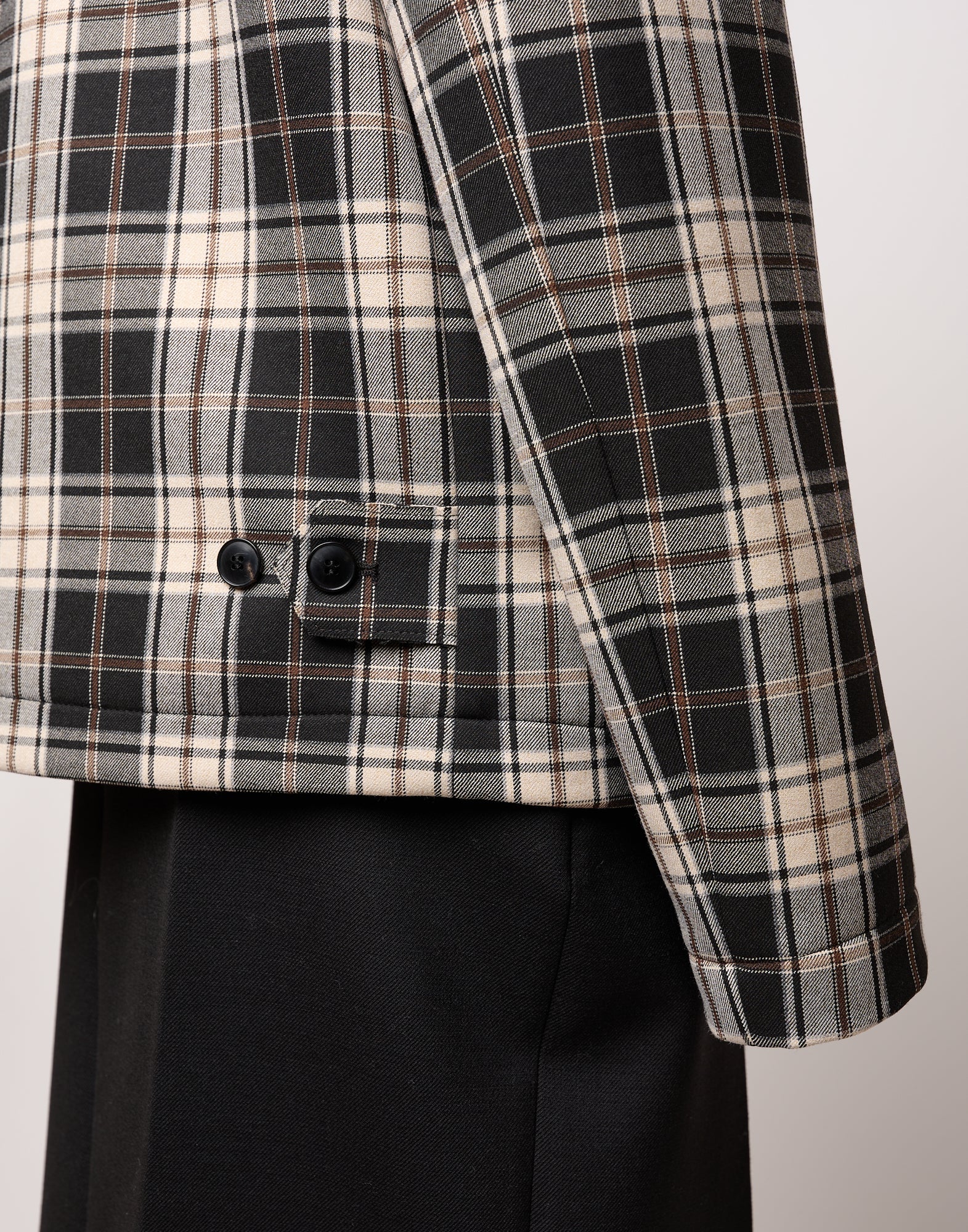 Caban Genderless con Collo Chiuso e Zip Spalmata in Neoprene Tartan