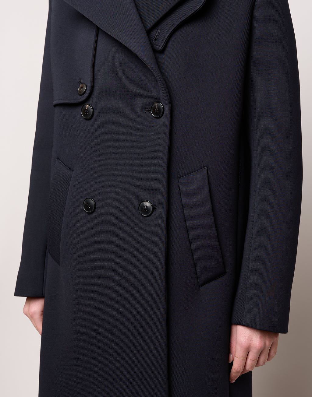 Trench Doppiopetto in Tecno Neoprene con Collo a Rever