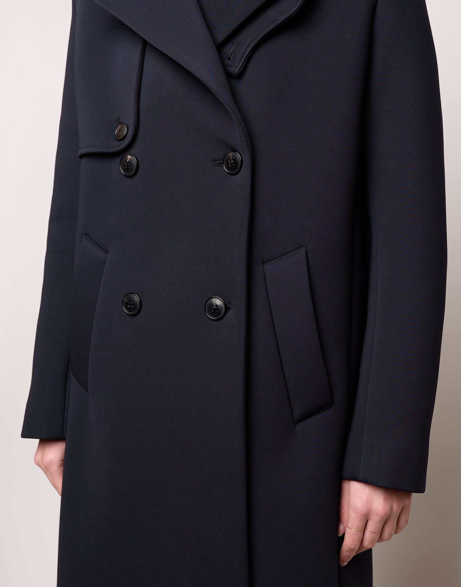 Trench Doppiopetto in Tecno Neoprene con Collo a Rever