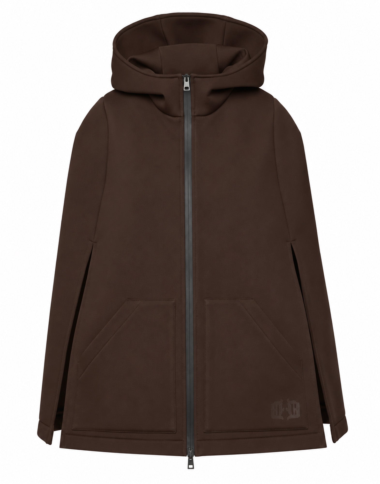 Mini Cappa con Cappuccio e Zip Spalmata Ciocco