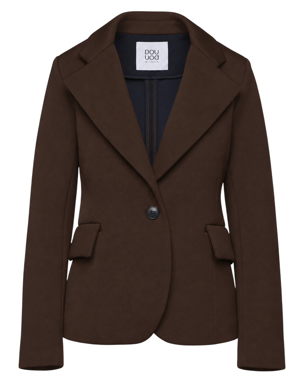Single-Breasted Tech Neoprene Jacket in Chocolate