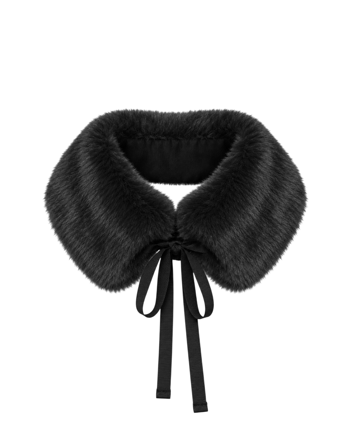 Black Faux Fur Crew Neck with Laces