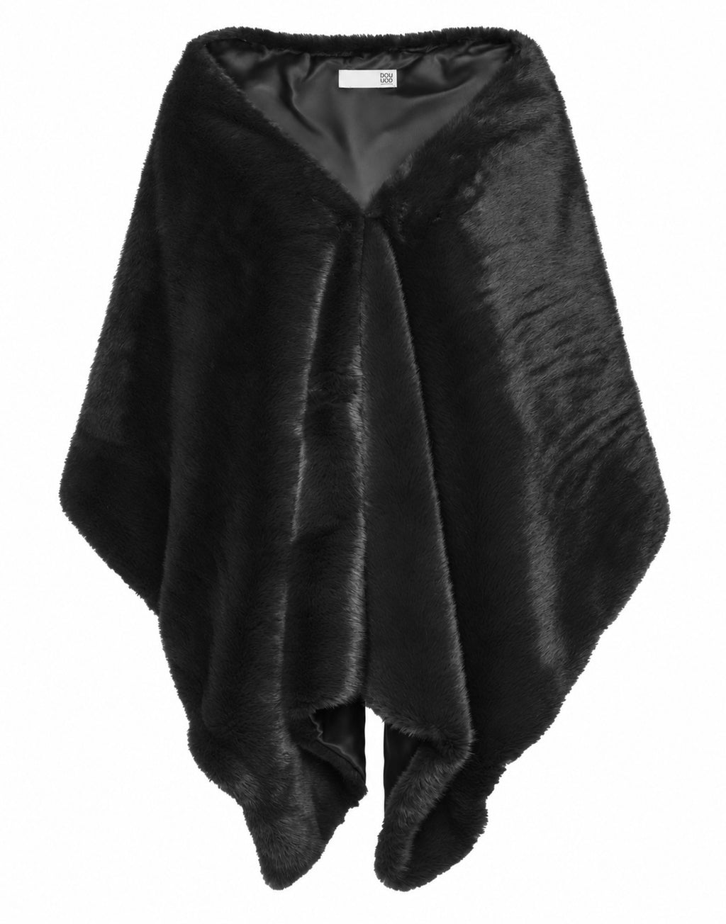 Stola con Gancio in Eco Pelliccia Nero
