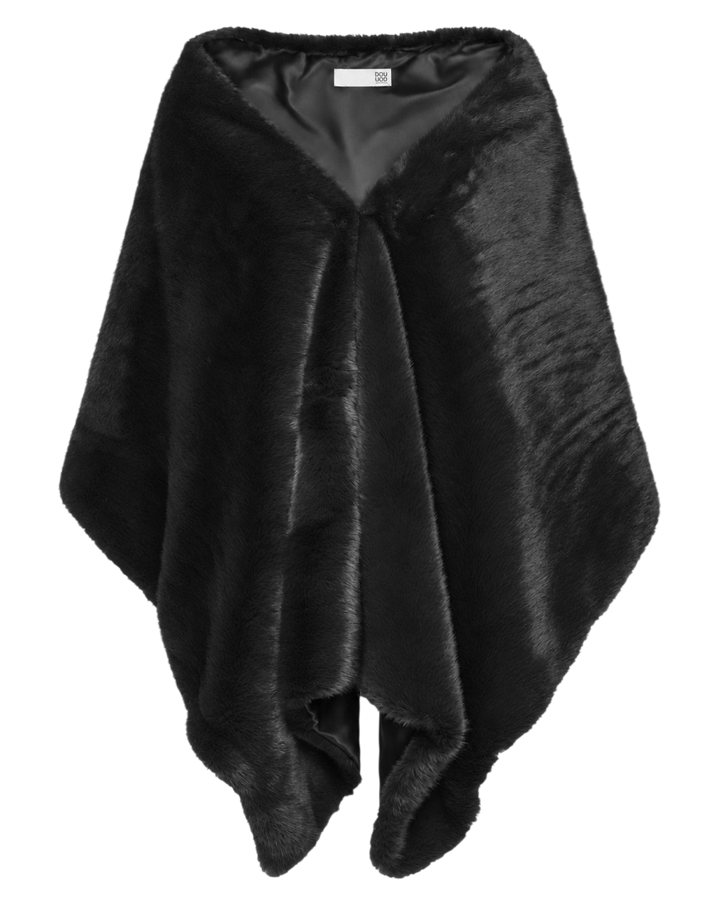 Black Faux Fur Stole with Hook