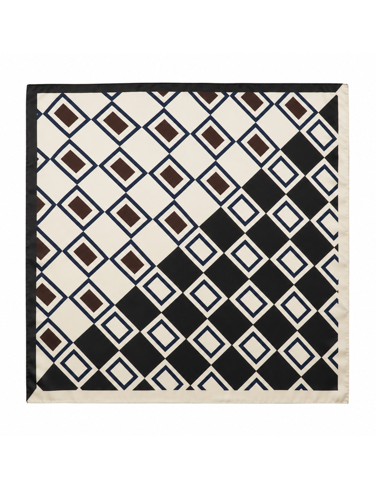 Foulard in Seta con Stampa Geometrica Burro/Nero