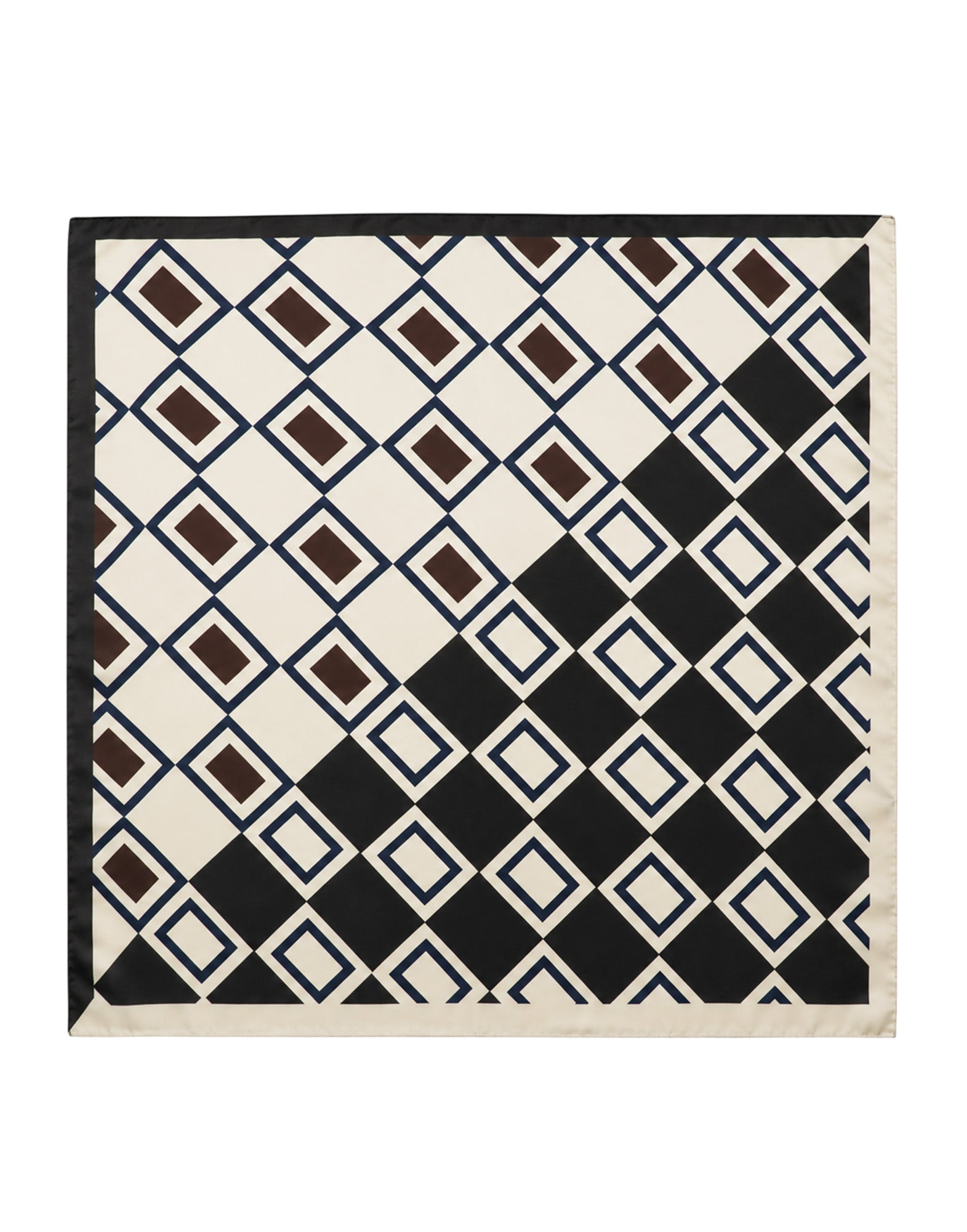 Foulard in Seta con Stampa Geometrica Burro/Nero