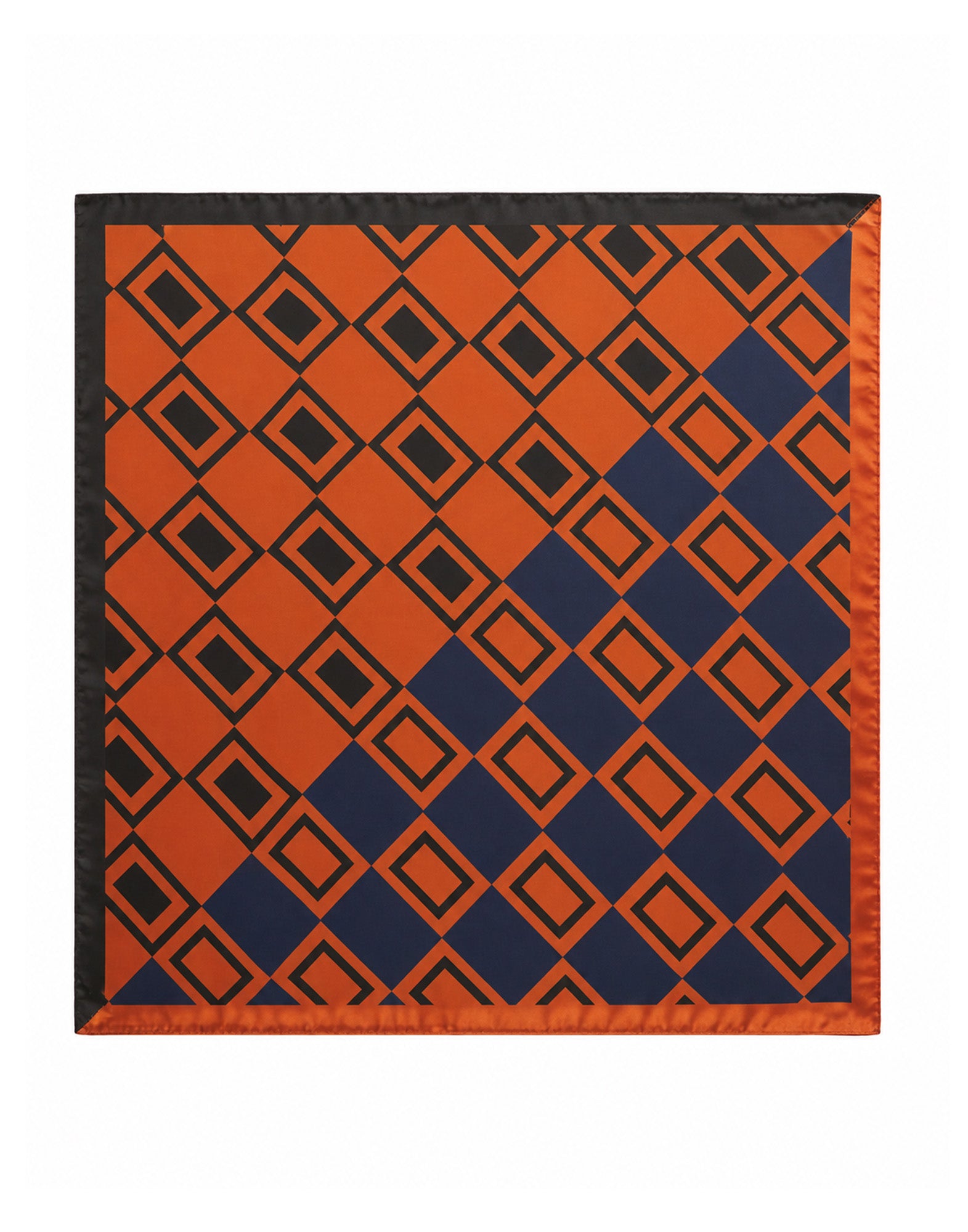 Foulard in Seta con Stampa Geometrica Whisky/Blu