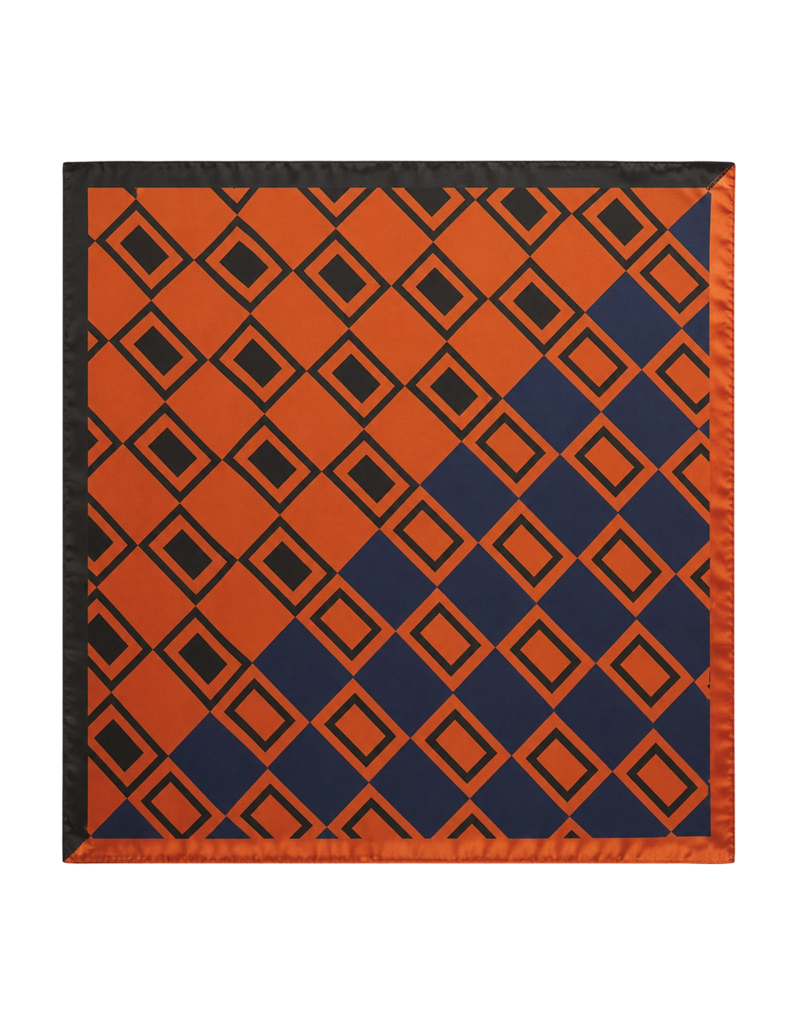 Foulard in Seta con Stampa Geometrica Whisky/Blu