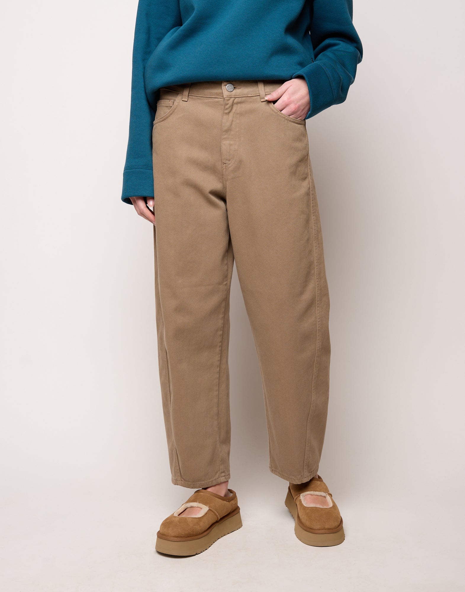 Pantalone Baggy in Drill di Cotone Pale Kaki