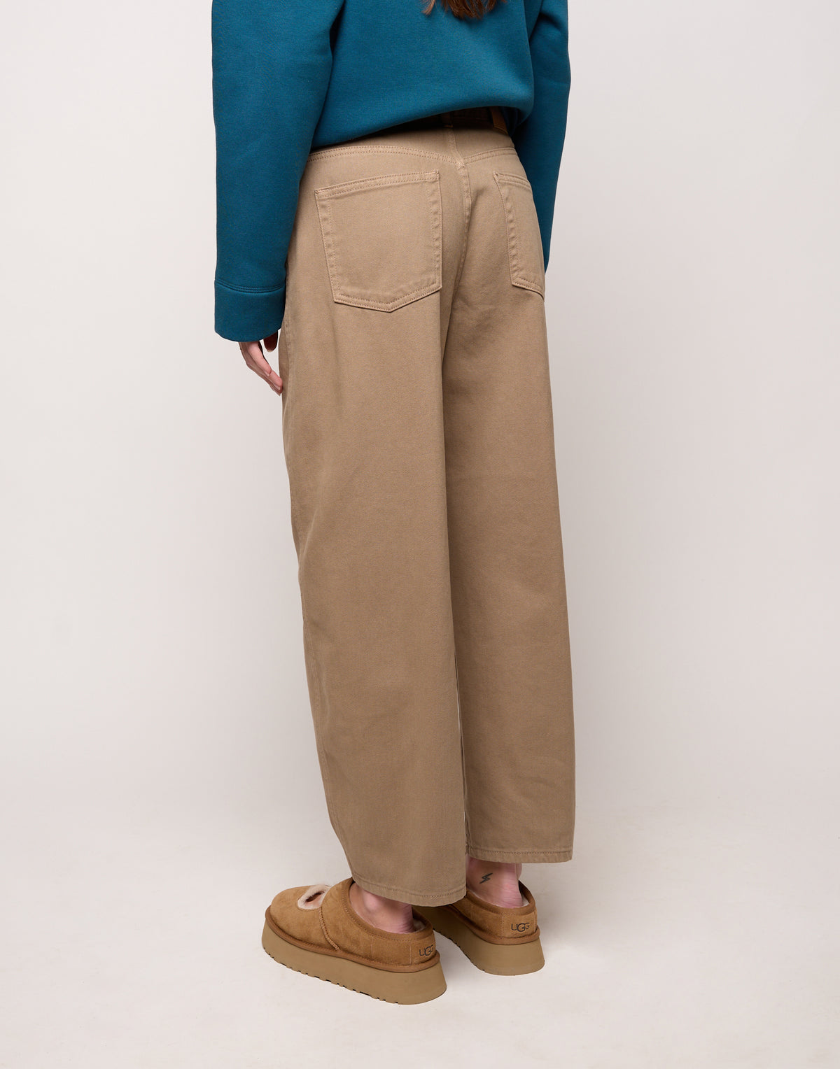 Pantalone Baggy in Drill di Cotone Pale Kaki