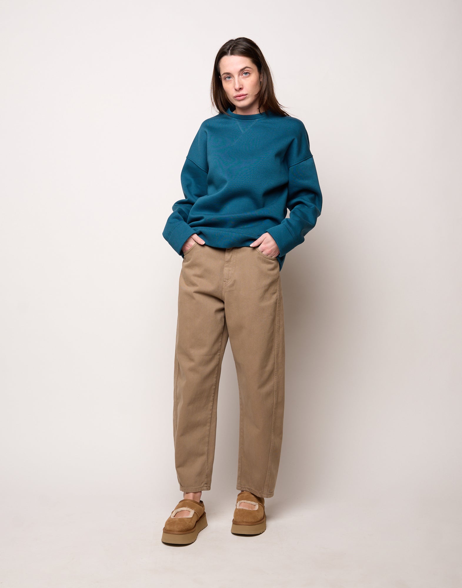 Pantalone Baggy in Drill di Cotone Pale Kaki