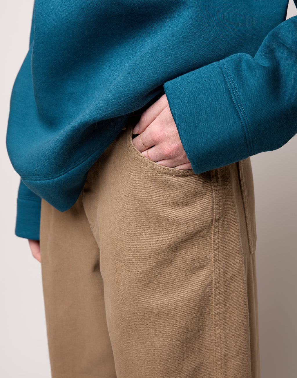 Pantalone Baggy in Drill di Cotone Pale Kaki