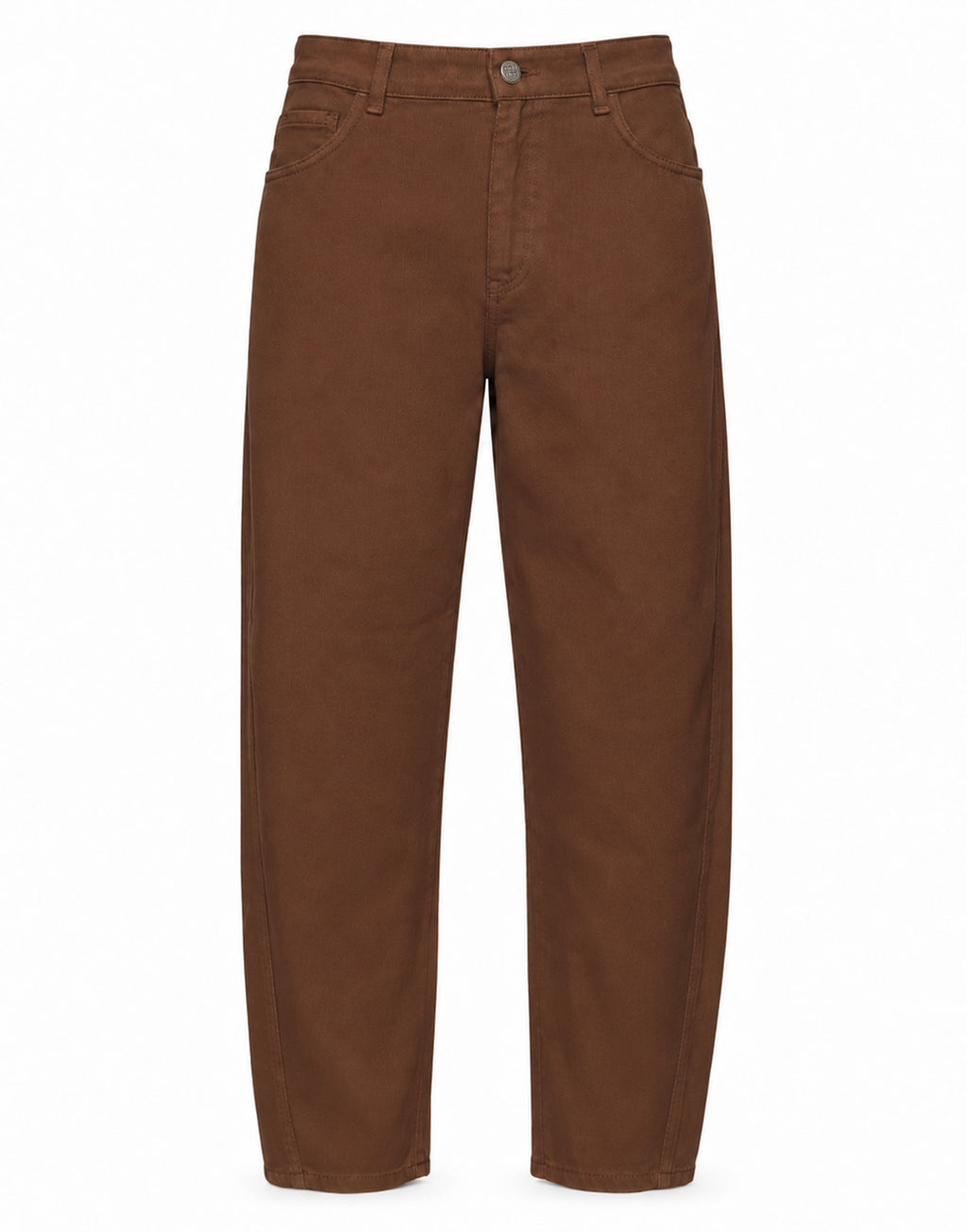 Pantalone Baggy in Drill di Cotone Caramello