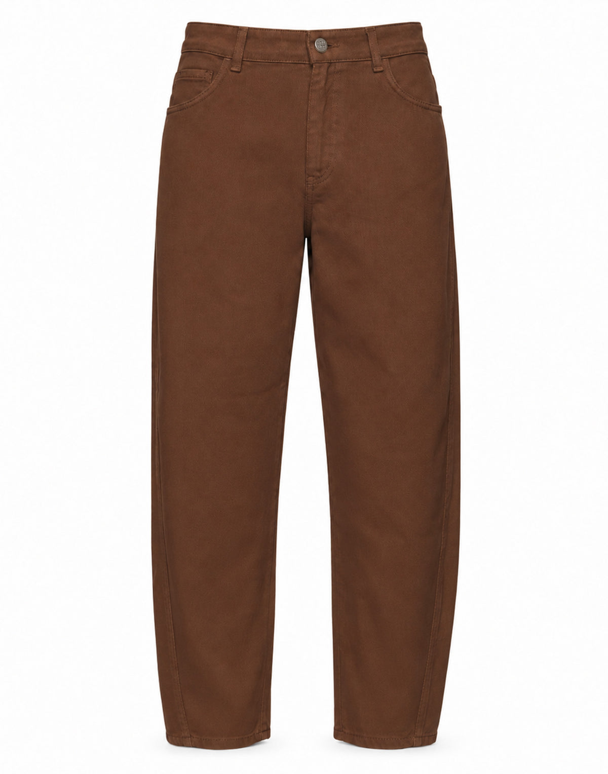 Pantalone Baggy in Drill di Cotone Caramello