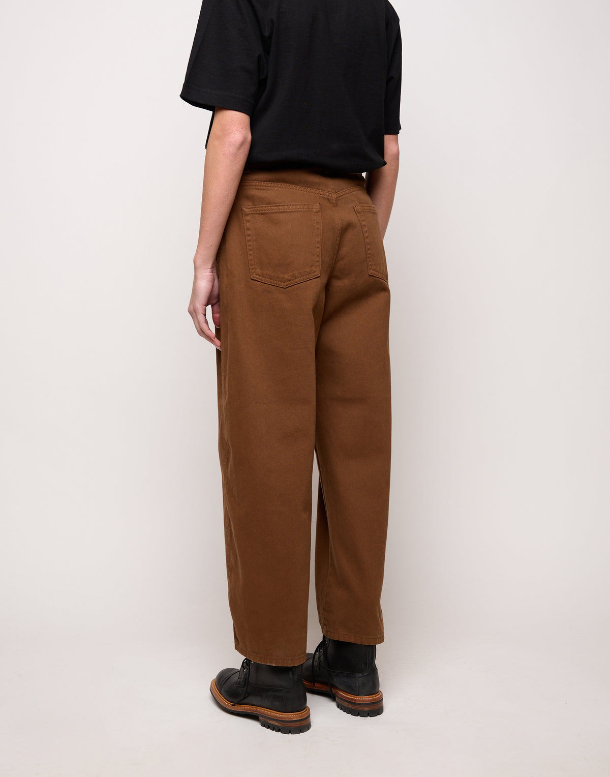 Pantalone Baggy in Drill di Cotone Caramello