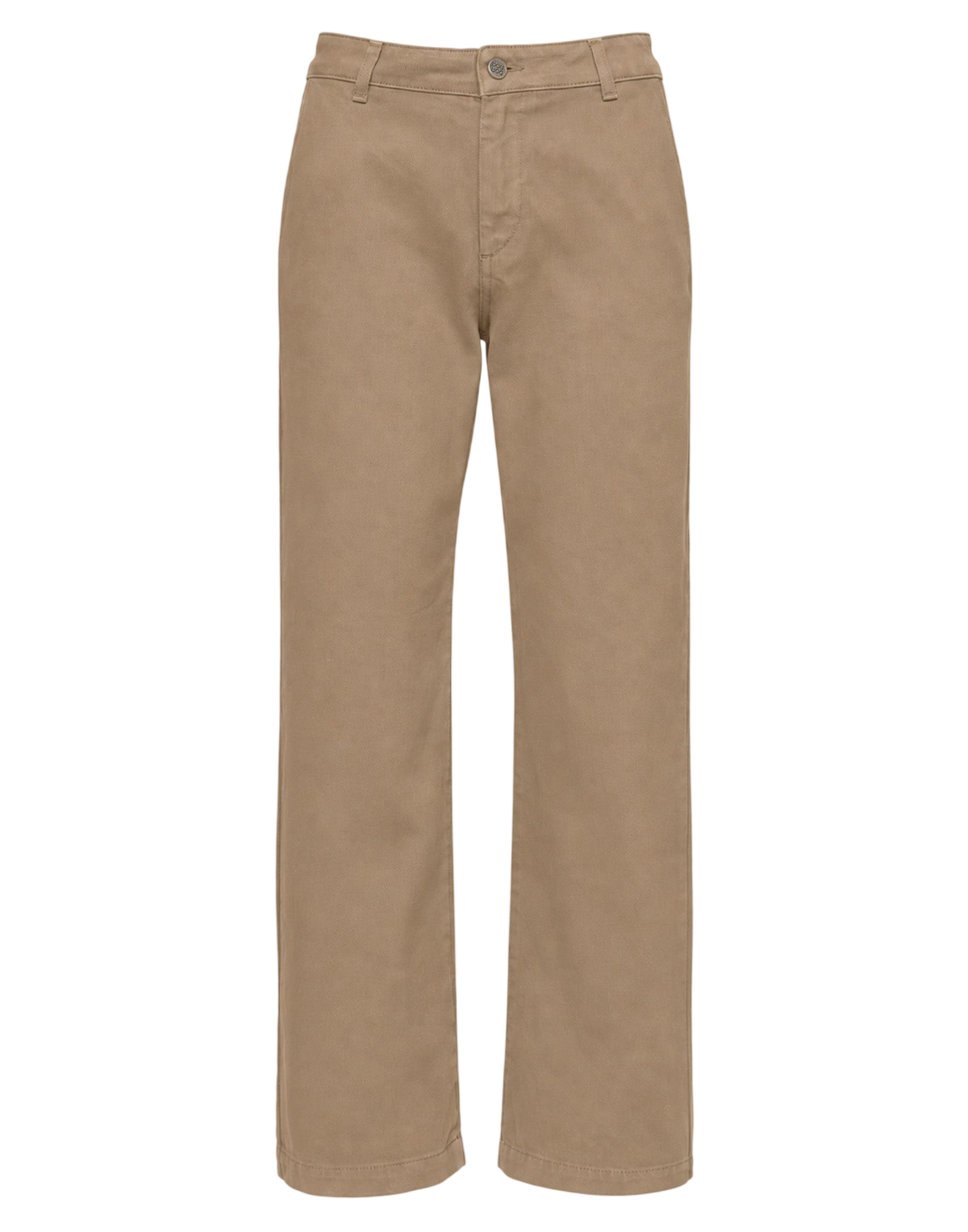 Pantalon droit en drill de coton kaki pâle