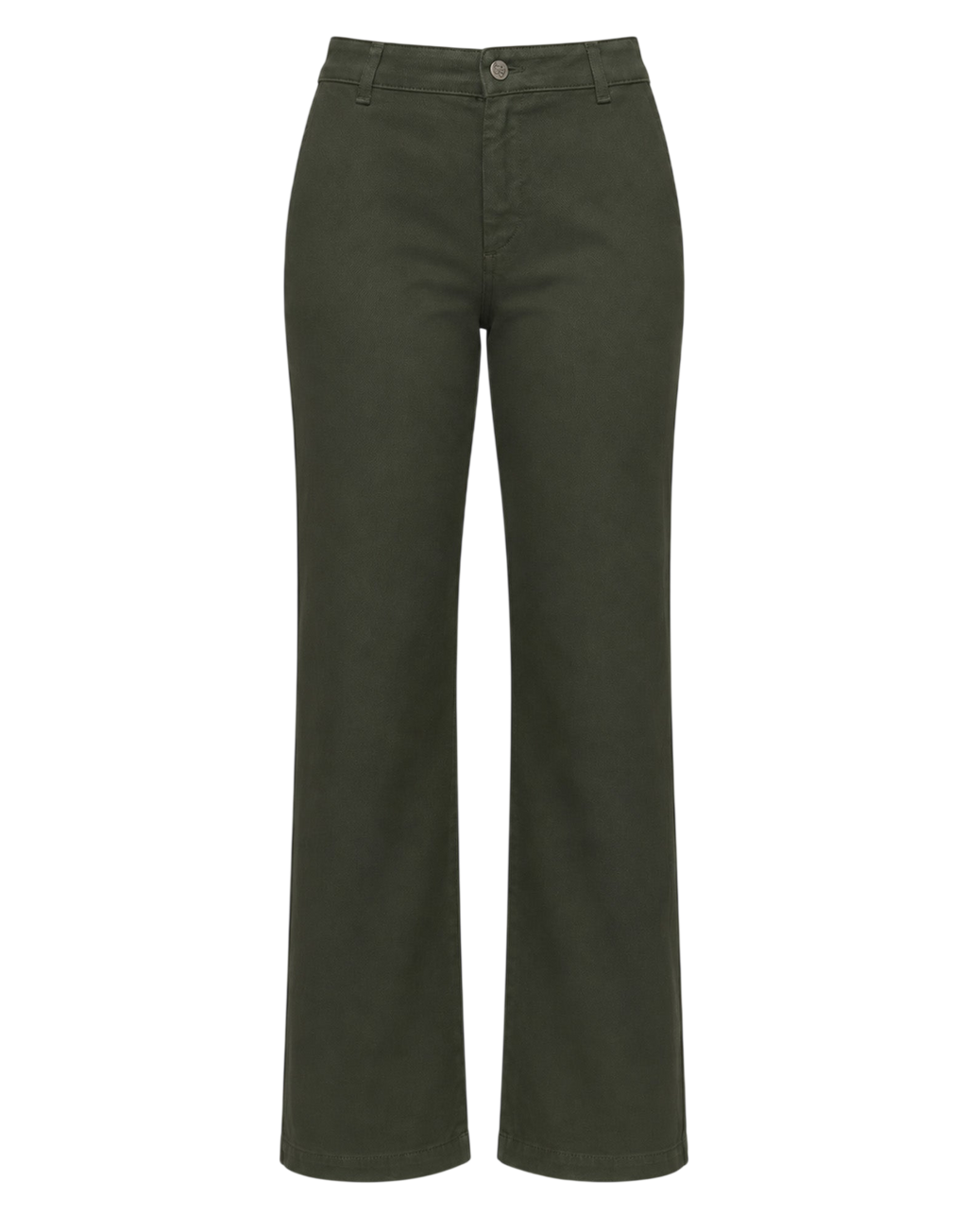 Pantalone Dritto in Drill di Cotone Oliva