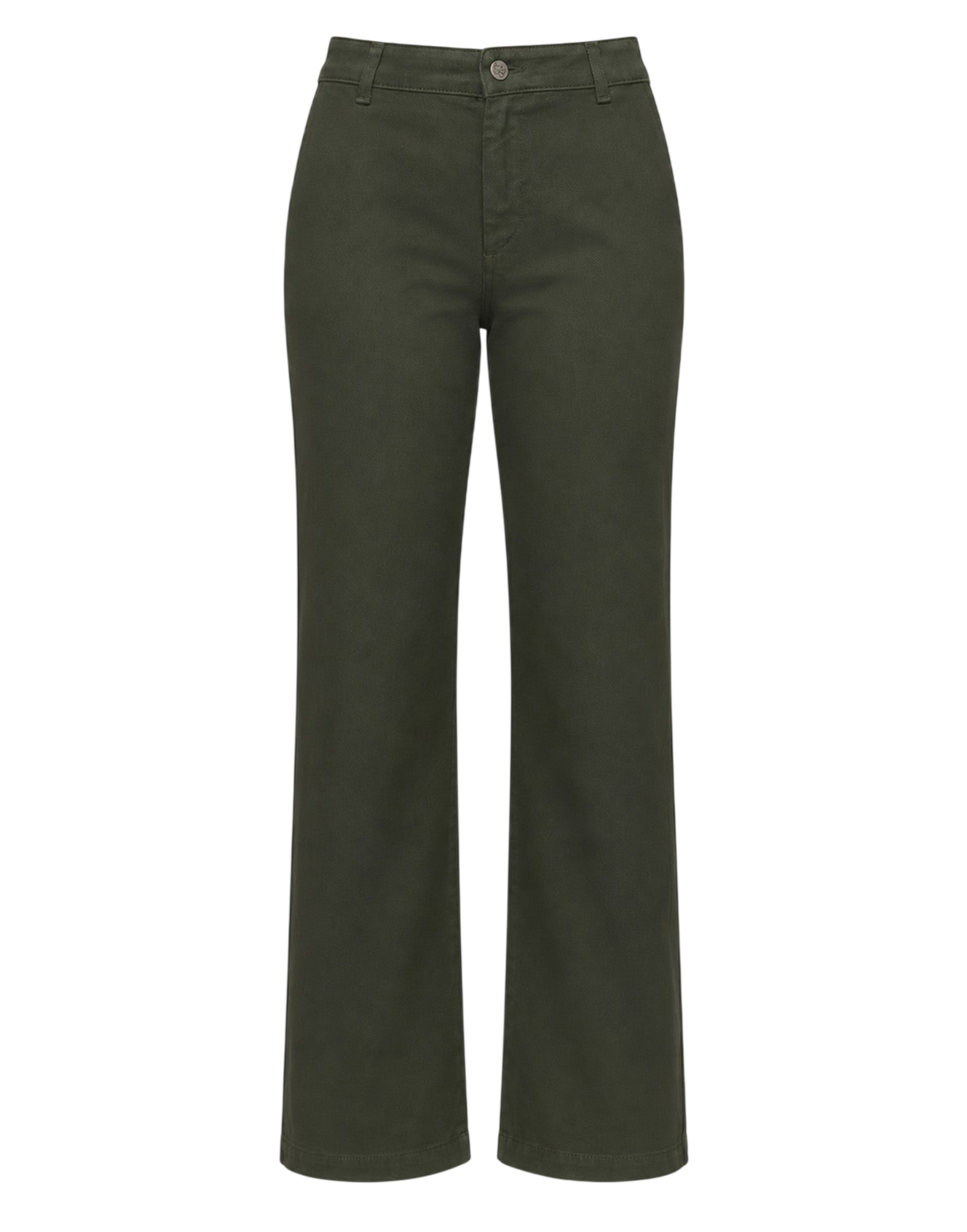 Pantalone Dritto in Drill di Cotone Oliva