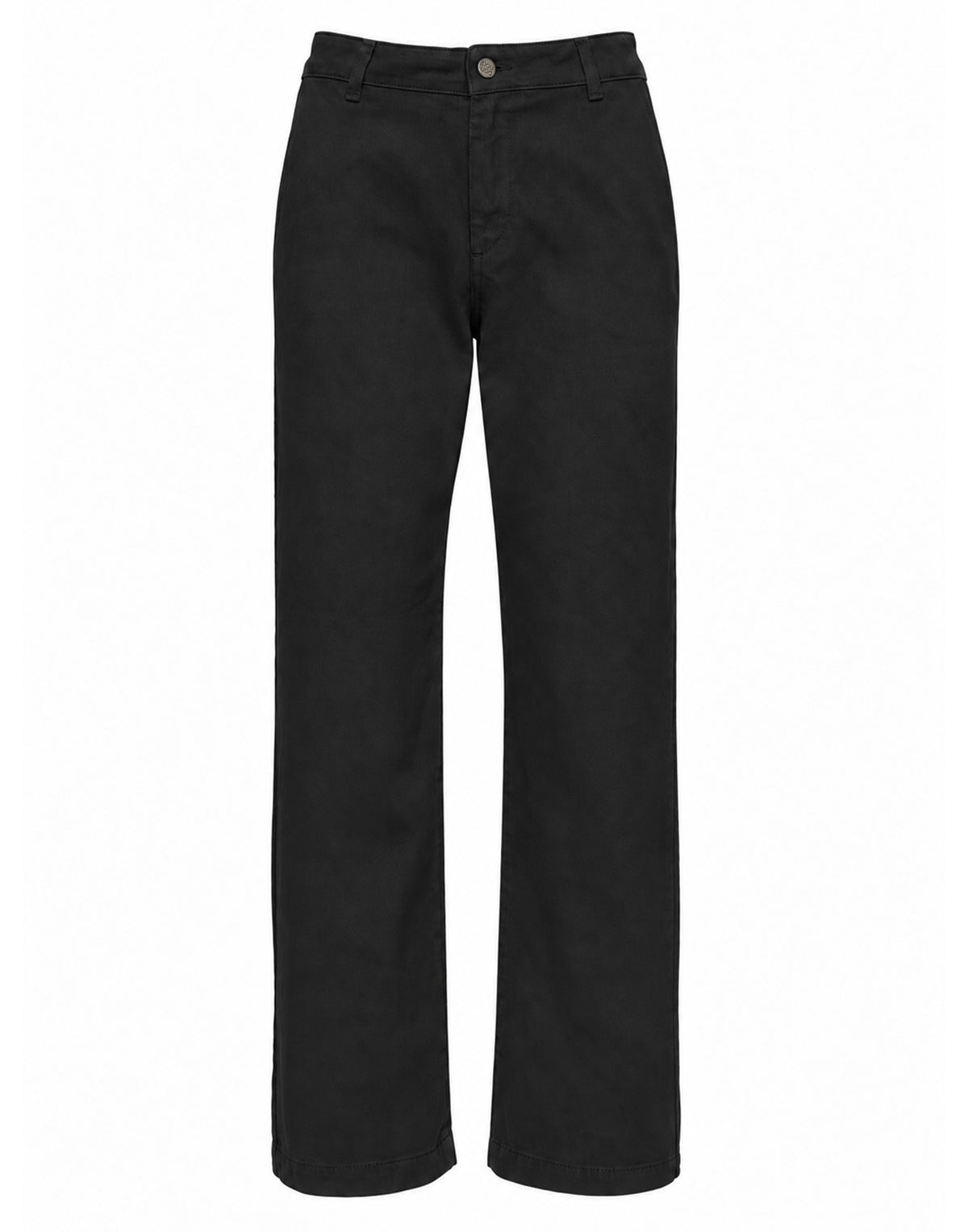 Pantalone Dritto in Drill di Cotone Nero