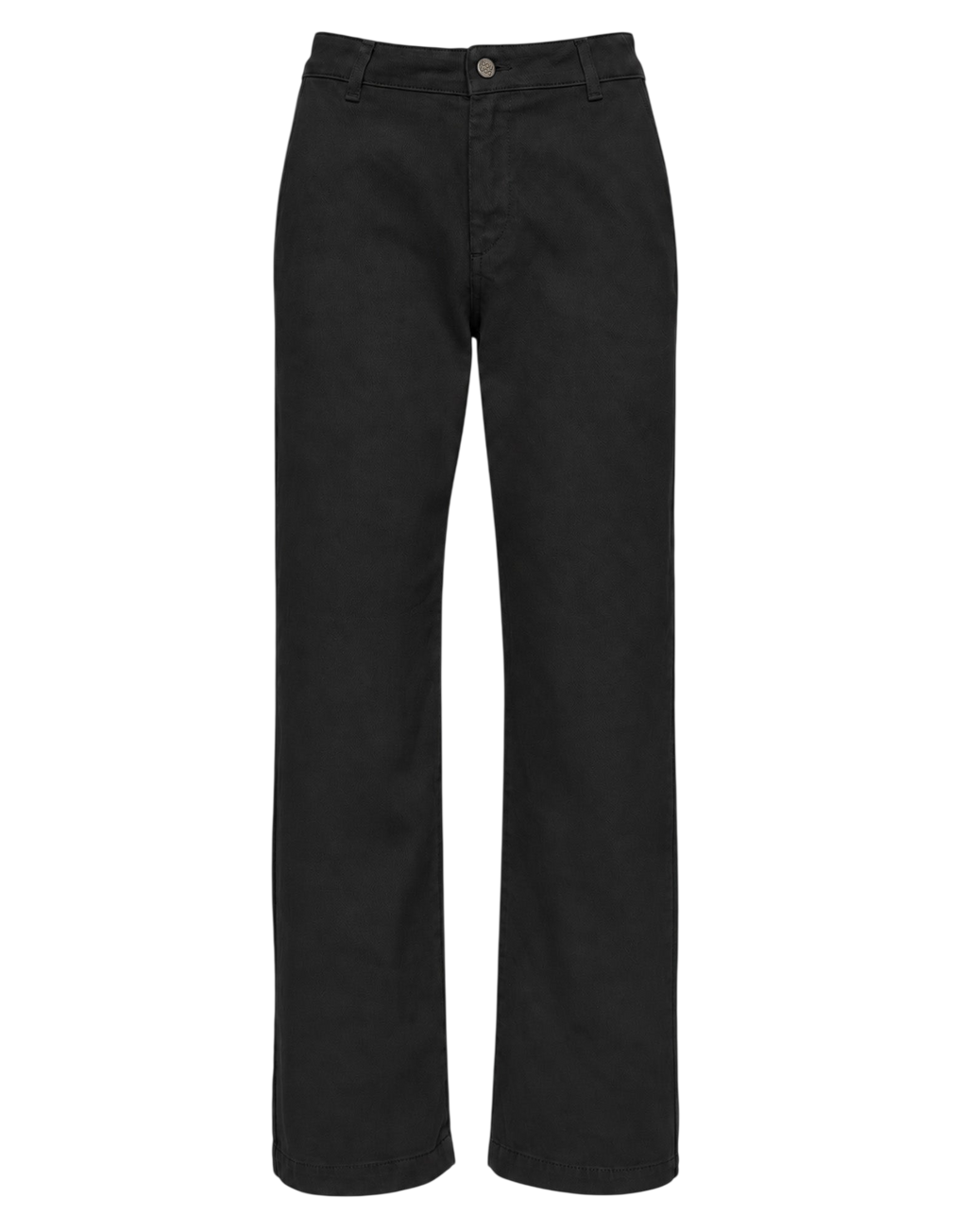 Black Cotton Drill Straight-Leg Trousers