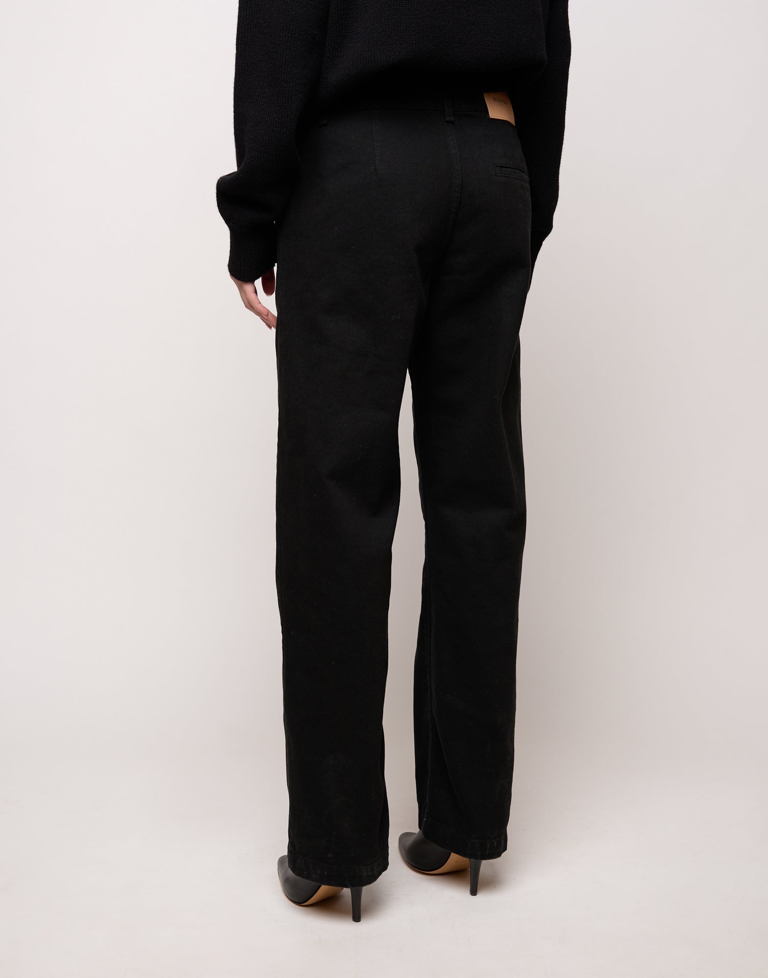Pantalone Dritto in Drill di Cotone Nero