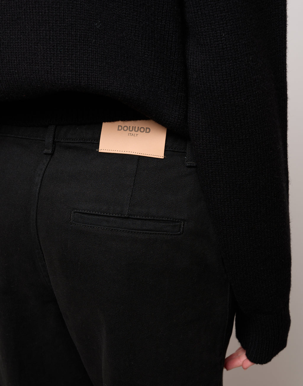 Pantalone Dritto in Drill di Cotone Nero