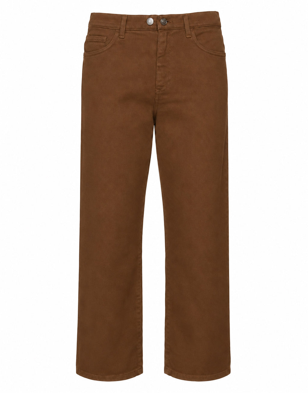 Pantalone Ampio Cropped Genderless in Drill di Cotone Caramello