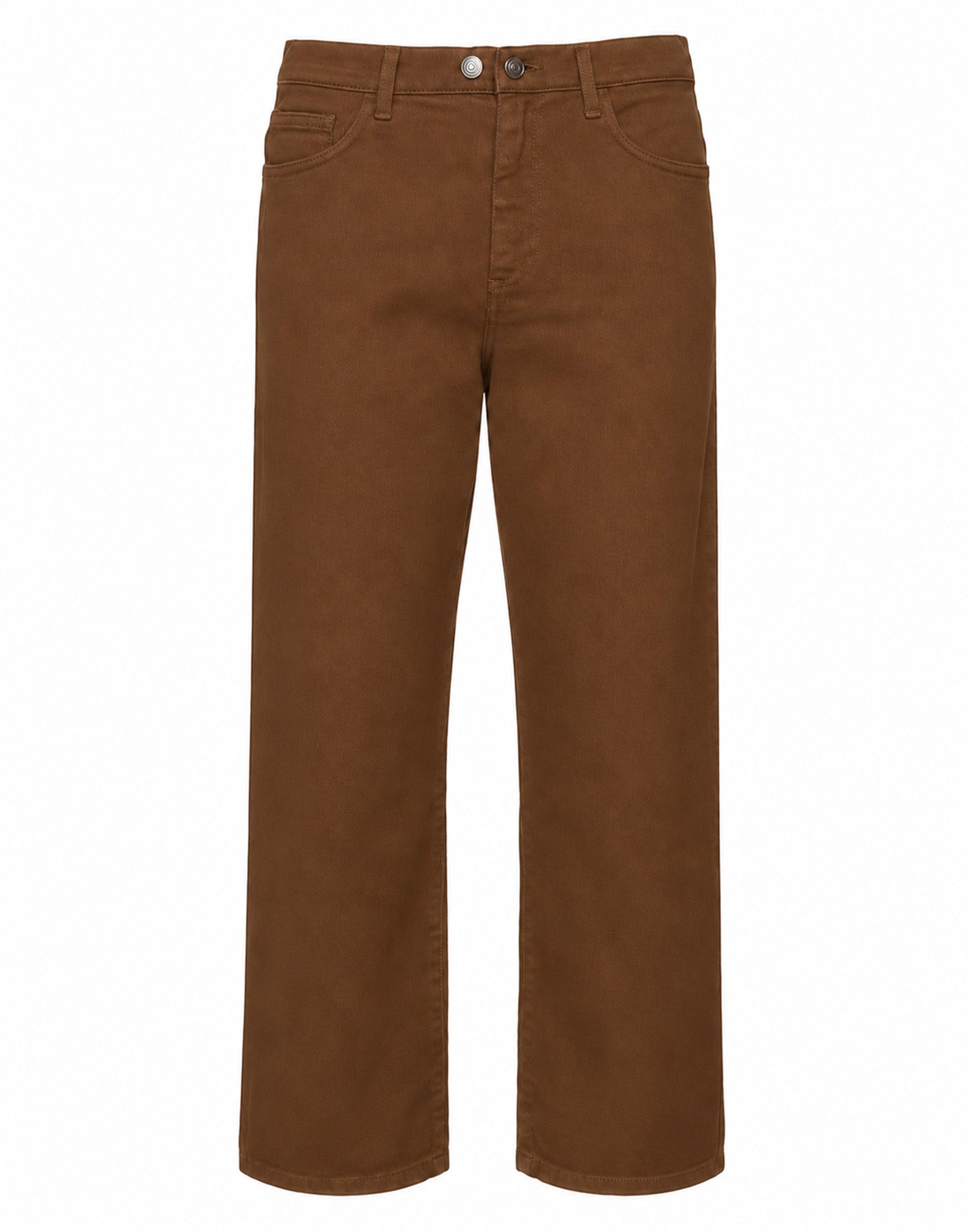 Pantalone Ampio Cropped Genderless in Drill di Cotone Caramello