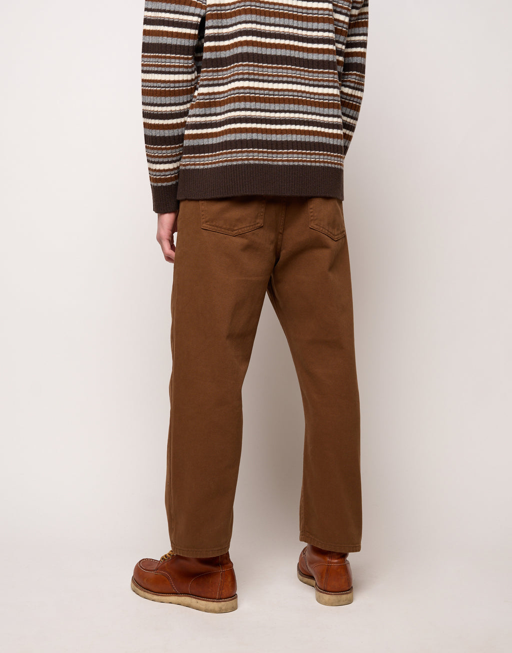 Pantalone Ampio Cropped Genderless in Drill di Cotone Caramello