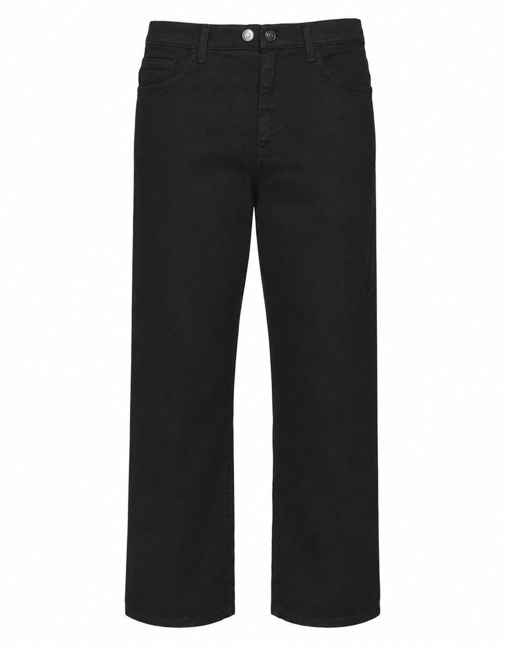 Pantalone Ampio Cropped Genderless in Drill di Cotone Nero