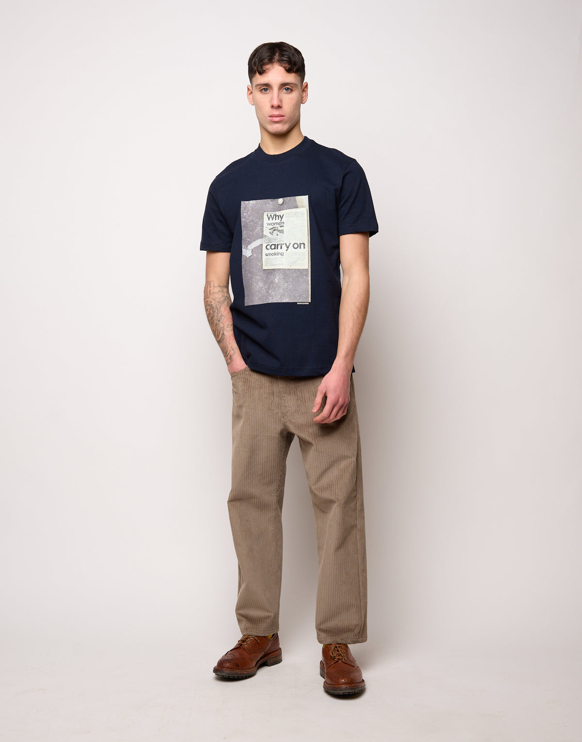 Pantalone Ampio Cropped Genderless in Velluto a Costa Larga Fango