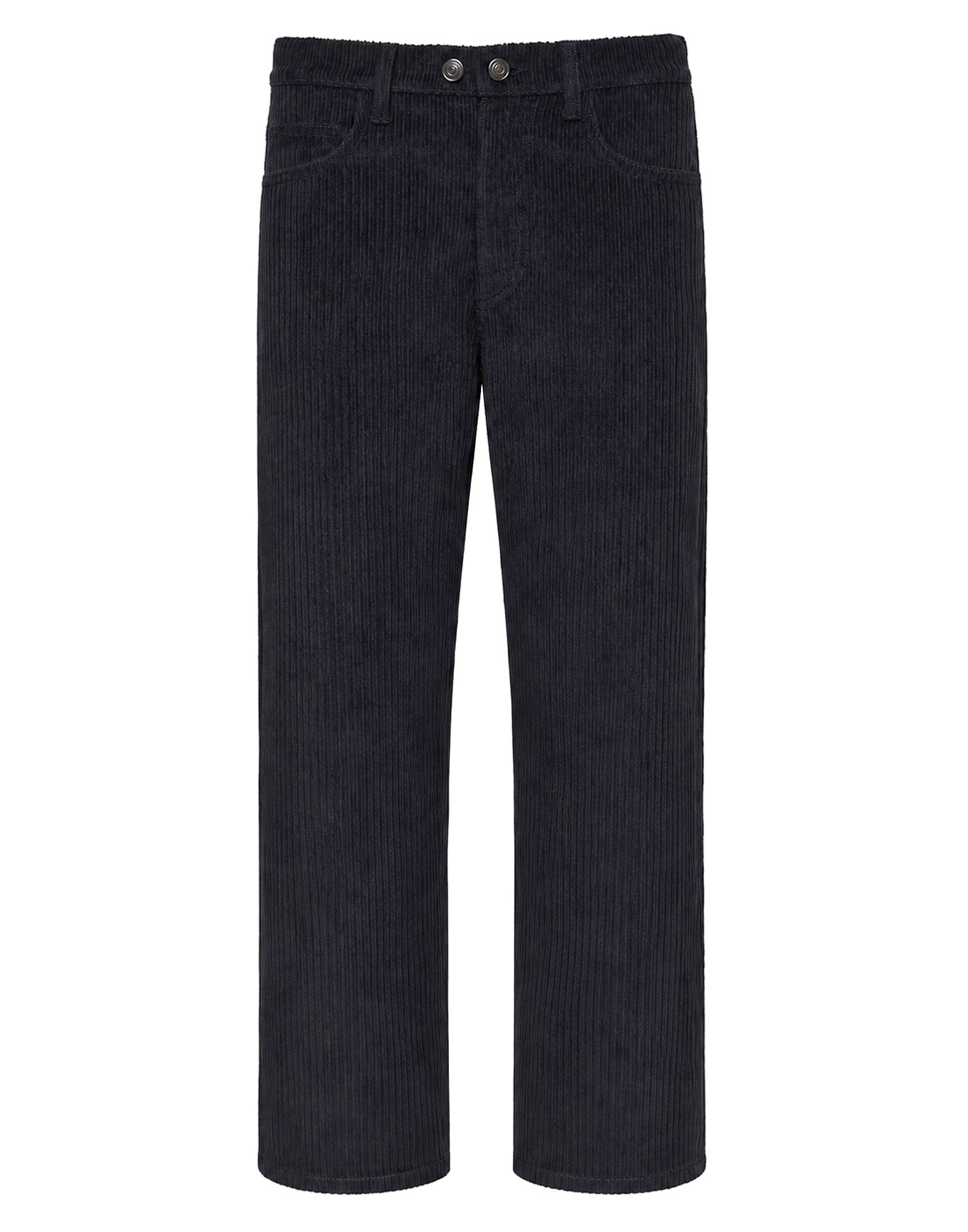 Pantalone Ampio Cropped Genderless in Velluto a Costa Larga Blu