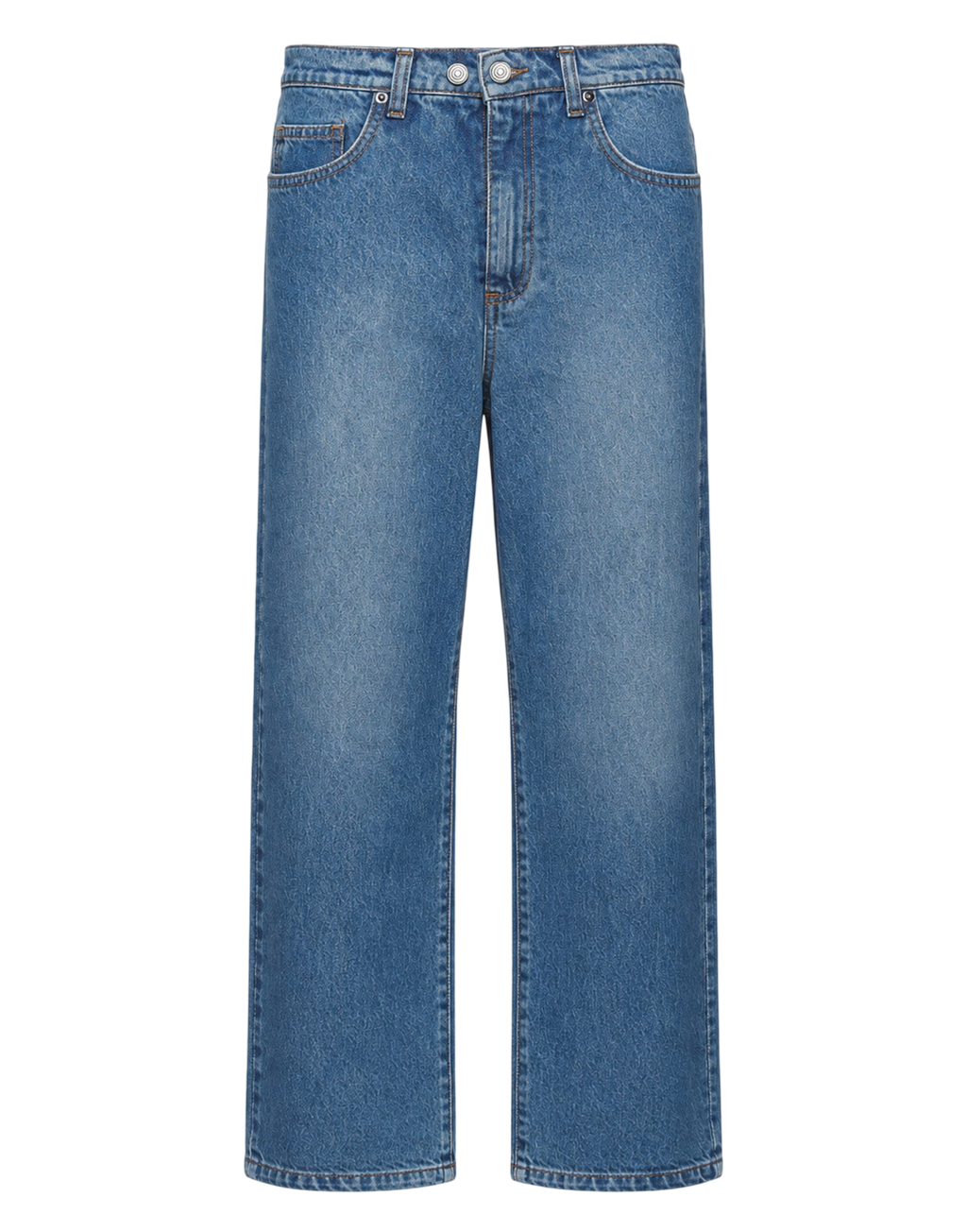 Pantalon large court unisexe en denim délavé